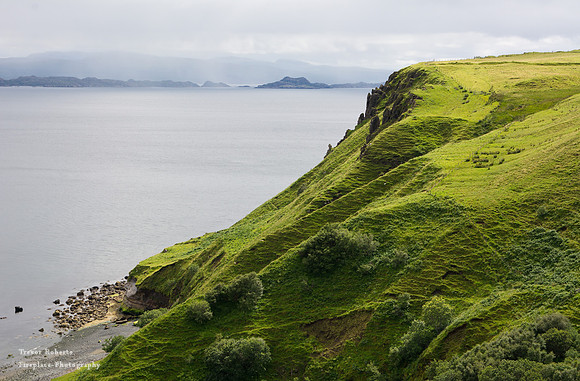 Gentle green cliffs near Mealt Falls