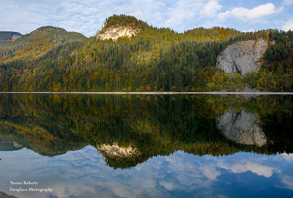 Evening autumn Reflections at Schwarzensee Lake