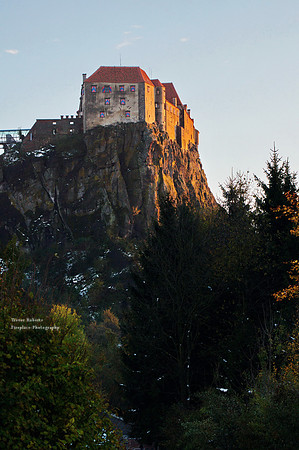 Riegersburg Castle glowing in the evening light