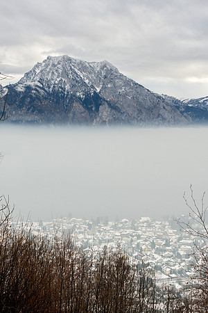 Altmunster in front of Traunstein and Traunsee- May
