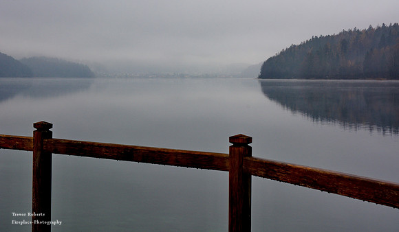 Lake Fuschlsee on a cold autumn morning