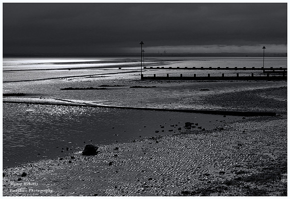 East Beach - mudflats B&W
