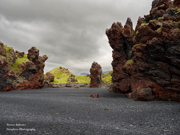 Volcanic landscape on the beach