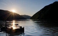 sun slowly disappearing while we enjoy a well earned fried trout on the patio of the hotel