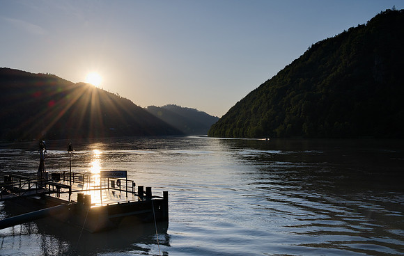 sun slowly disappearing while we enjoy a well earned fried trout on the patio of the hotel