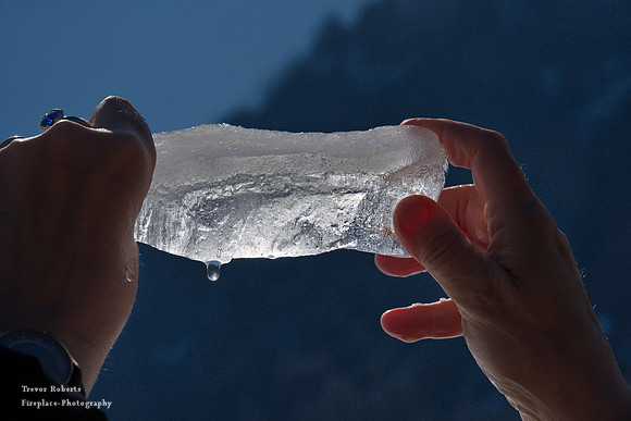 Light in an ice block