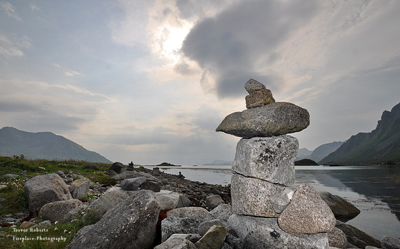 Stone man guarding the Fjord