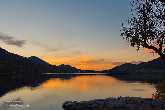 Sunset at the end of the lake